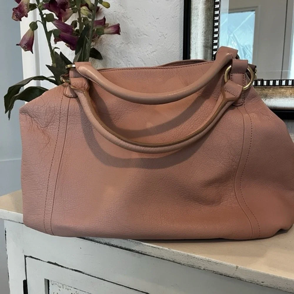 GILI Got It Love It Large LEATHER Soft Pink Satchel Crossbody Hobo‎ Bag PURSE